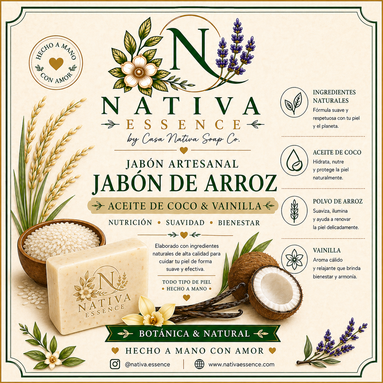 Jabón de Arroz & Miel de Abeja